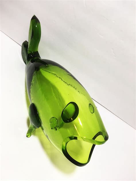 blenko green glass fish